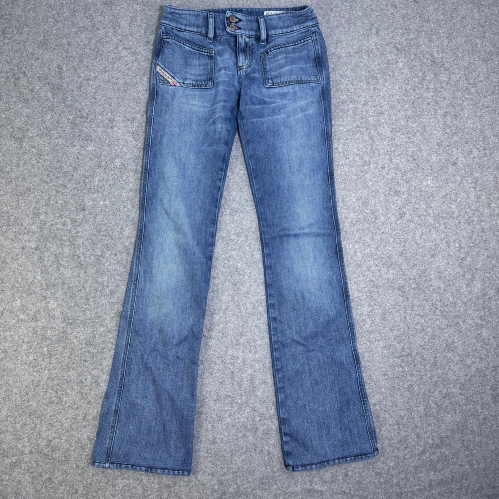 Diesel Hush DS L34 Women Blue Medium Wash Low Rise Straight Leg Jeans Size 27